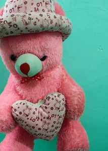 Cute Pink Teddy Bear with Heart
