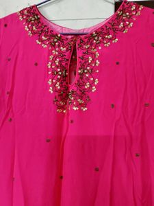 Vibrant Pink Embellished Long kurti