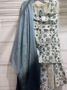 blue and white sharara set