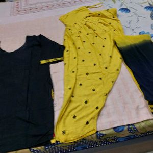 Ethnic Kurta Set - Black &amp; Yellow