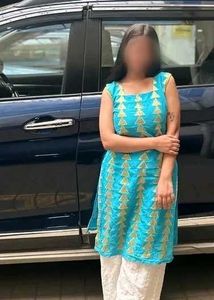 Blue Kurta Set with Gold Print