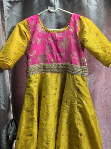Pink &amp; Yellow Anarkali Dress