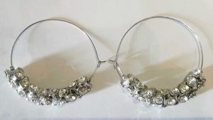 🤍 SILVER CRYSTAL STATEMENT HOOPS (Women)