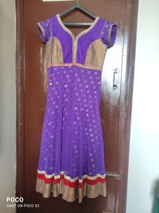 Purple Netted Kurti With Netted Dupatta