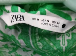 Zara Green Floral Print Shirt Dress - M/L Size