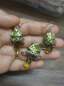 Ear Hanging And Locket Set