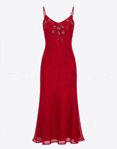 Elegant Red Embellished Maxi Dress