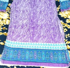 Top Vibrant Purple Geometric Print Tunic fabric