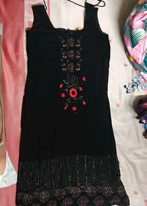 Black Kurta with Floral Embroidery