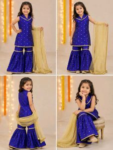 Kids Blue Sharara Set with Dupatta