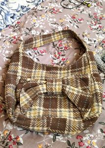 Tweed Hobo Bag with Bow Accent