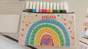 Personalized for neha Rainbow Pouch with Markers