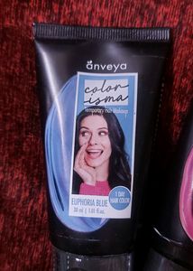 Anveya  Hair Color Is Totaly Safe.one Day Hair Makeup  Easy To Use Available  In 2 Shade  Blue And Pink.