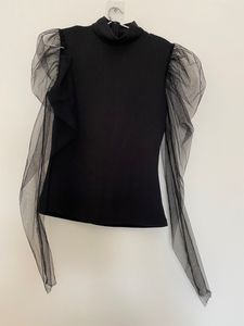 SHEIN mesh puff sleeve mock neck top