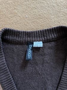 Brown Argyle V-Neck Cardigan