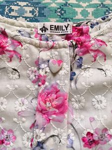 Floral Chikankari Puff-Sleeve Cotton Top