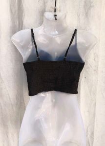 Chic Black Lace-Up Ruched Crop Top