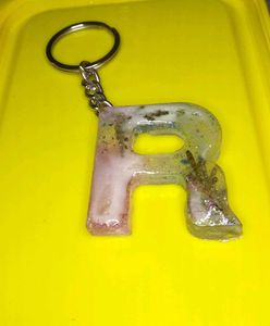 Resin Letter 'R' Keychain
