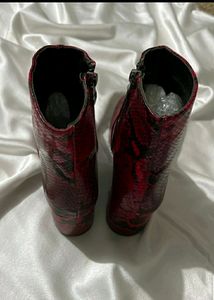Red Snake Print Boots