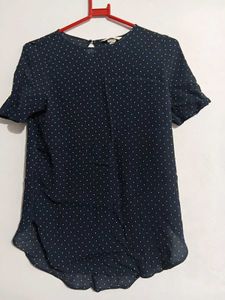 Chic Navy Polka Dot Blouse