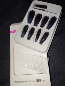 Green Sparkling Ombre Coffin Press-On Nails