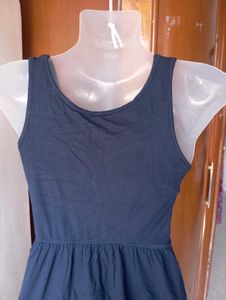 Navy Blue Sleeveless Fit and Flare Dress