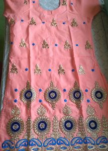 Peach Embroidered Kurta