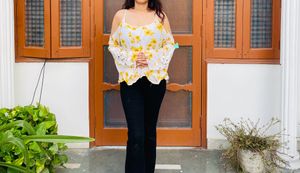 Forever 21 Floral Lace Cold Shoulder Top