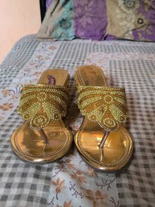 Elegant Gold Embellished Footwear