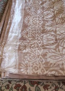 silk Elegant Beige Patterned Saree