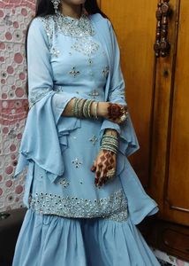 heavy mirror work sharara set