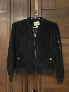 Black Suede Bomber Jacket