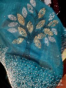 Elegant Teal Saree with Sparkle