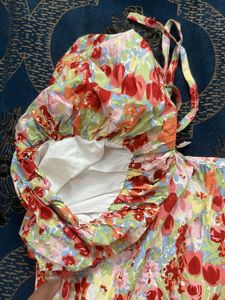 pure cotton Floral Print Puff Sleeve Top