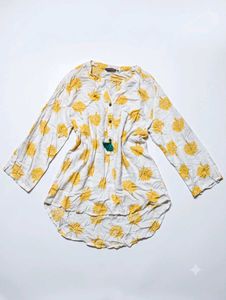 Yellow Sunflower Print Kurta
