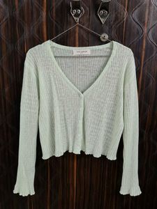 Light Green Ribbed Cardigan