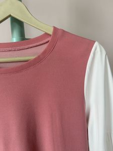Cute Pink and White Peplum Top