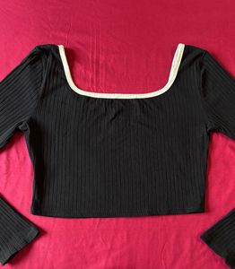 Shein Black Ribbed Top