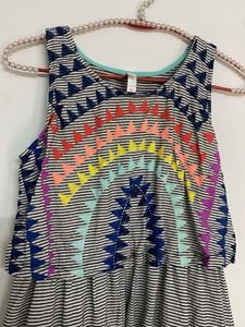 Girls Boho Rainbow Striped Dress