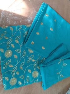 Blue Unstitched sequins Embroidered with dupatta