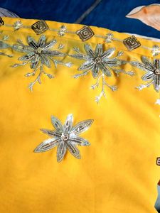 Yellow Embroidered Saree