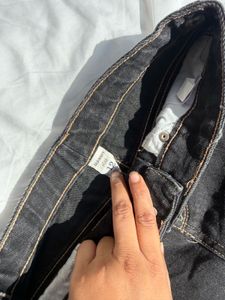 Black Denim Mini Skirt