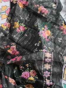 new unstiched Embroidered Black Kurta Fabric