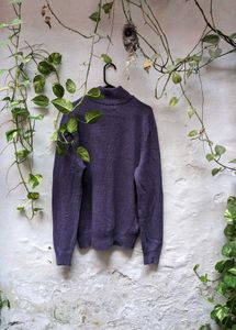 ralph lauren Purple Button Neck Knit Sweater