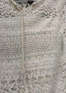 Women's White Crochet Tunic Top