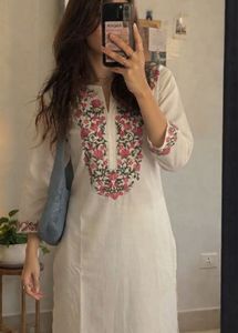 Embroidered White Kurta