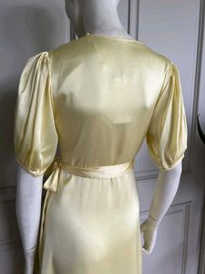 Zara Yellow Satin Midi Dress
