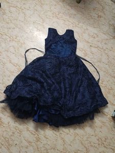 Navy Blue Floral Party Dress