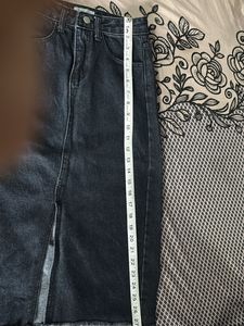 Stylish Denim Maxi Skirt &amp; Red Top Set