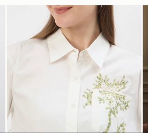 Chic White Embroidered Button-Up Shirt